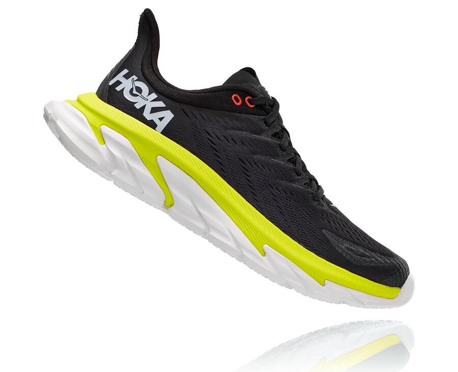 Hoka One One ランニングシューズ メンズ 黒 - クリフトン 縁 - BI9270536